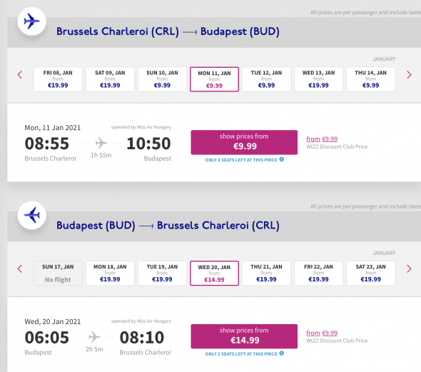 Wizzair Flug Screenshot Wizzair Flug Screenshot
