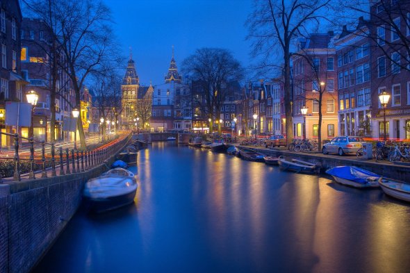 Amsterdam Night Canals Evening Wallpaper City