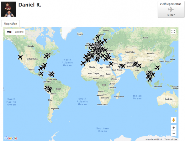 Weltkarte/World Map, Airports, Daniel R. Silber/Siver