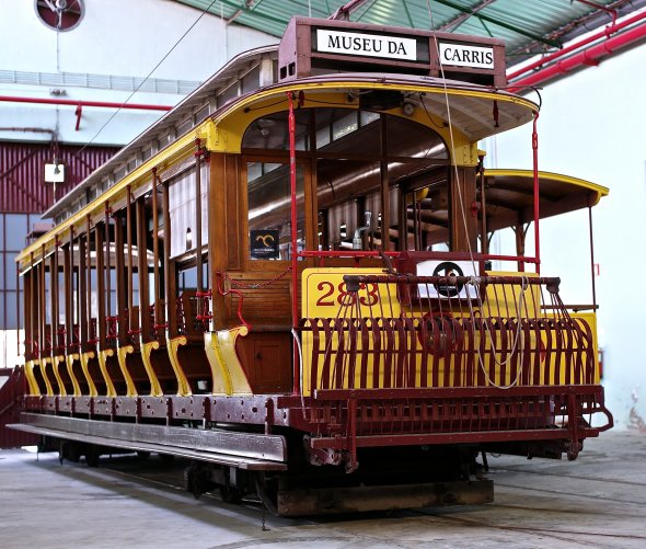 Straßenbahn Elektrische, Carris Museum, Alcantara, Lissabon, Portugal