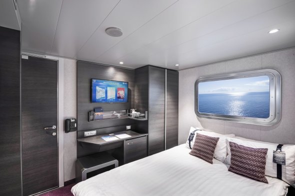 Hier fühlt man sich wohl: Eine der gemütlichen Aussenkabinen auf der MSC Meraviglia Hier fühlt man sich wohl: Eine der gemütlichen Aussenkabinen auf der MSC Meraviglia