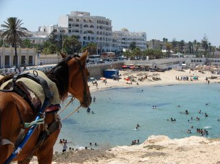 Badeurlaub in Monastir vor der Festung El Ribat. Tunesien