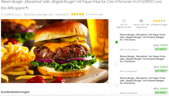El Gordo Loco Munchen Bei Groupon Z B 4 Burger Fur 24 90 5 25 Extrarabatt